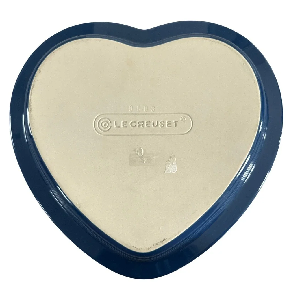 Le Creuset Heart Dish 10in‎ 1Qt Marseille Blue New Stoneware Shallow Baker NWT